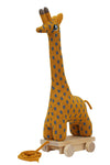 Knitted Soft Toy Giraffe With Wooden Cart