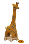 Knitted Soft Toy Giraffe With Wooden Cart