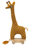Knitted Soft Toy Giraffe With Wooden Cart