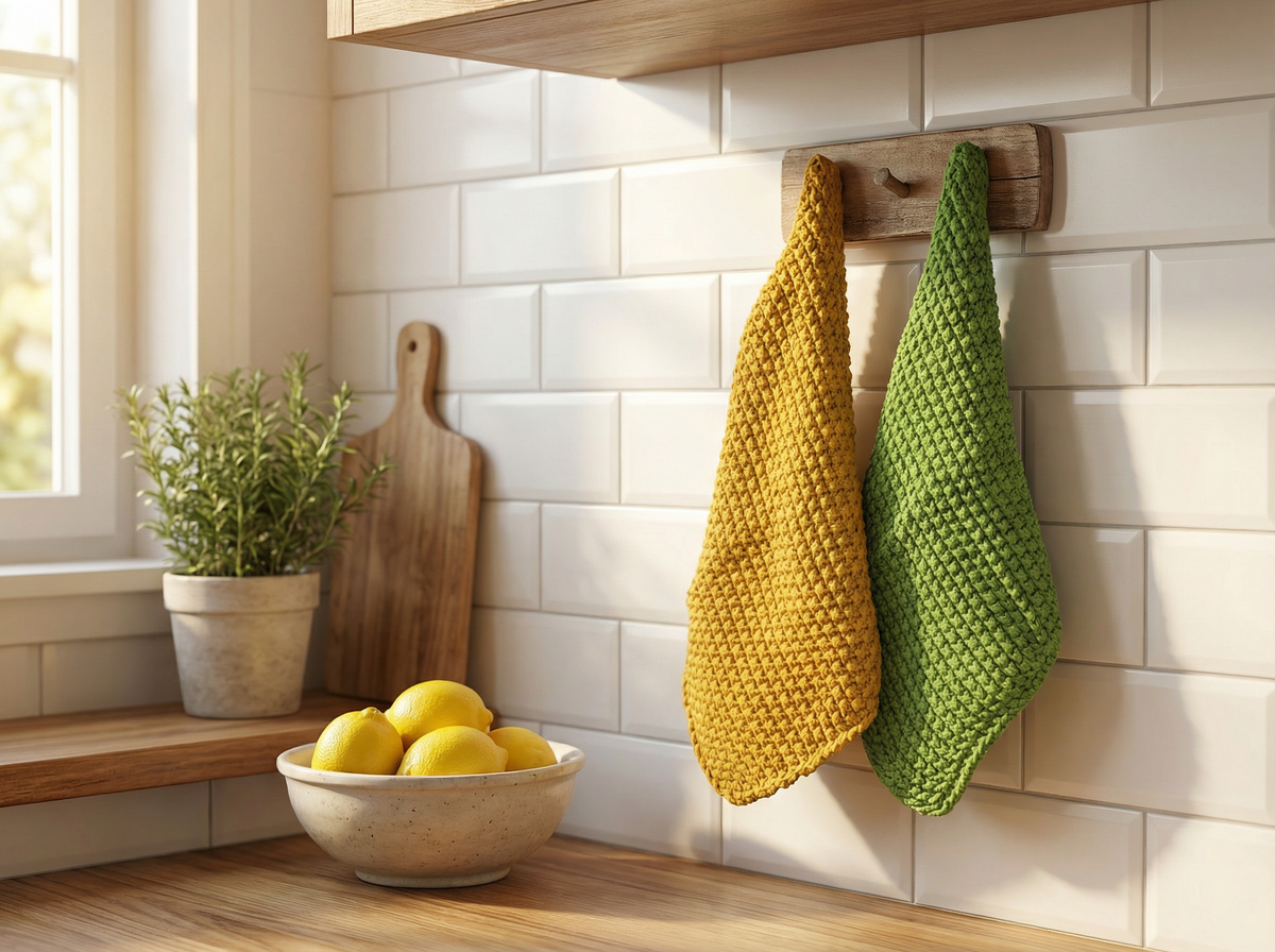 Pomme Pebble Knit Pot Holder (Golden Glow/ Green)