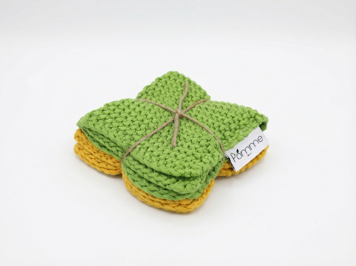 Pomme Pebble Knit Pot Holder (Golden Glow/ Green)