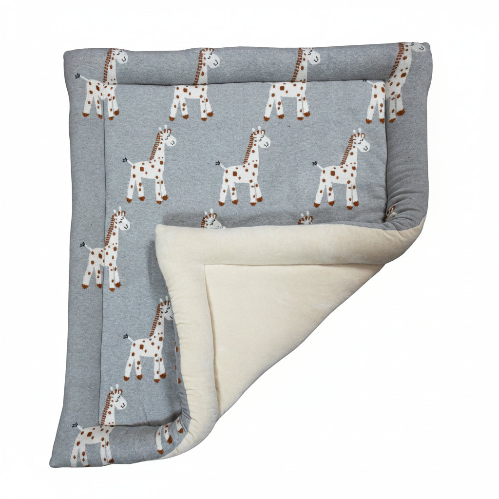 Pomme Knitted Cotton Giraffe-Themed Stuffed Playmat