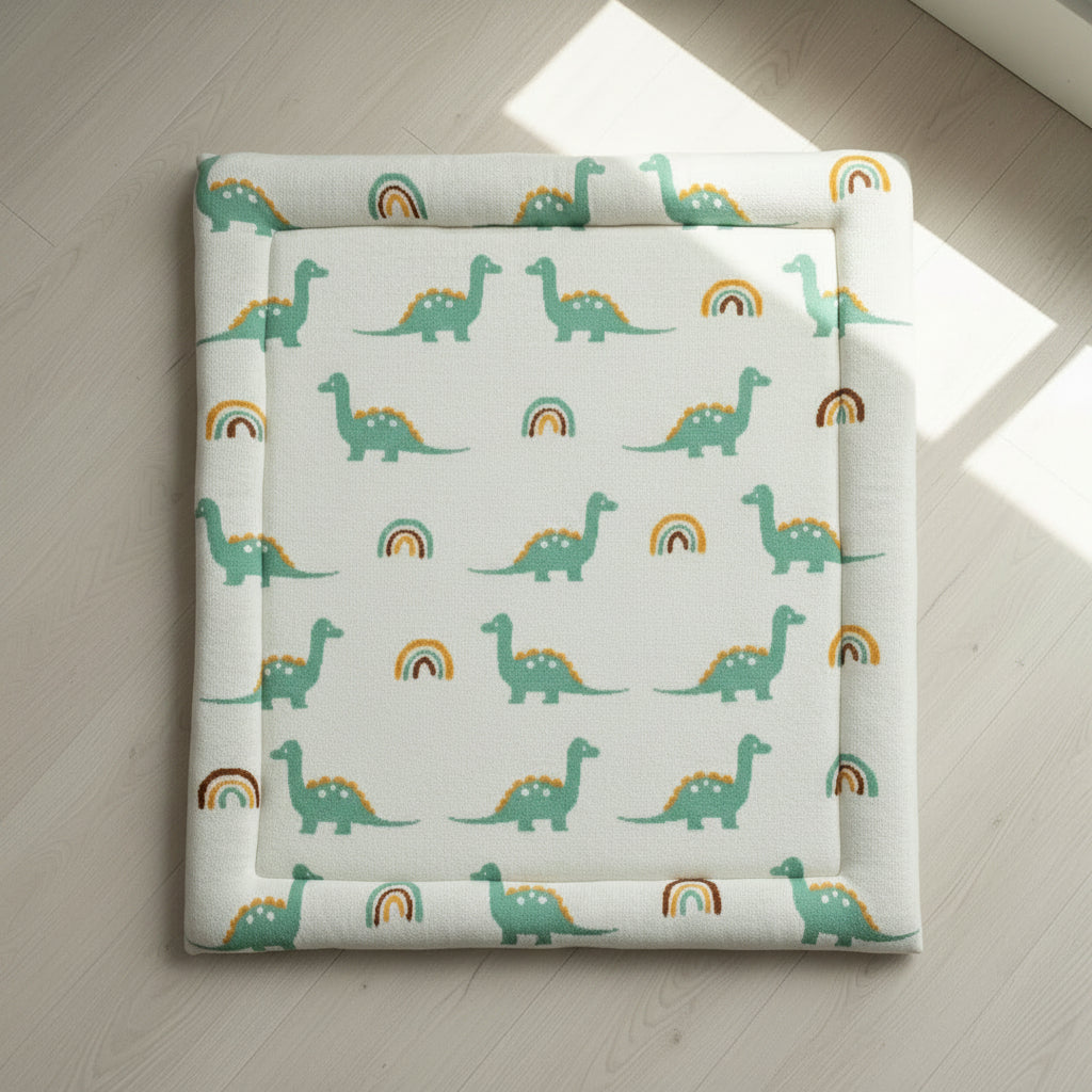 Pomme Knitted Cotton Dino-Themed Stuffed Playmat