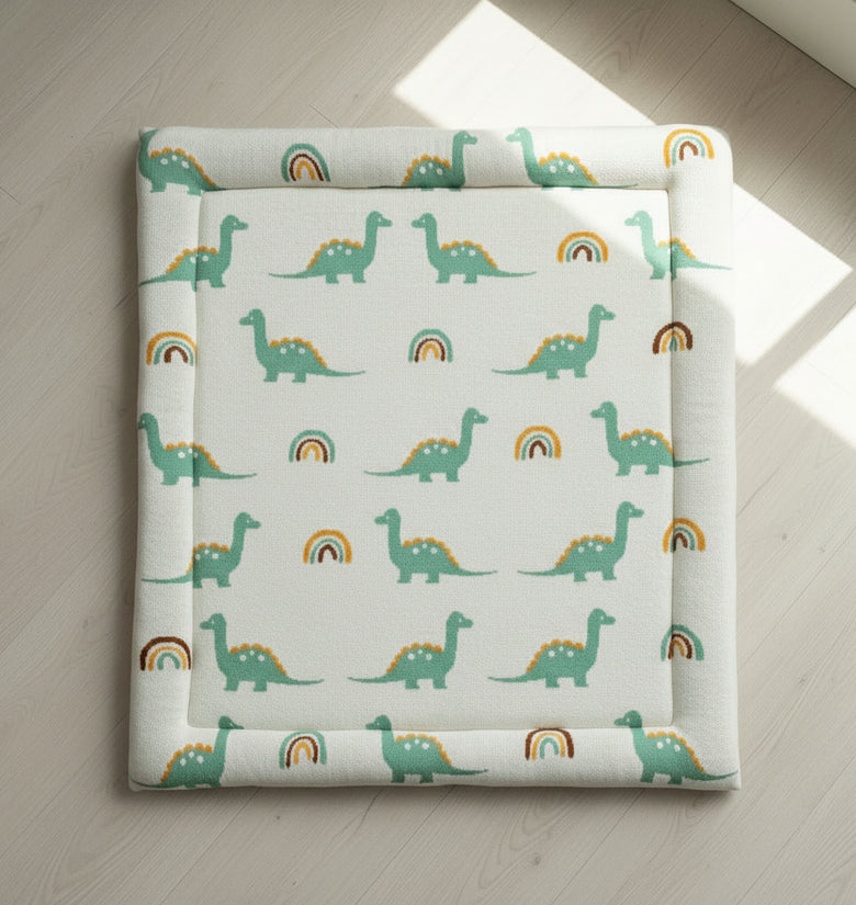 Pomme Knitted Cotton Dino-Themed Stuffed Playmat
