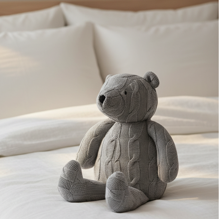 Pomme Cotton Knitted Classic Teddy Bear (Grey)