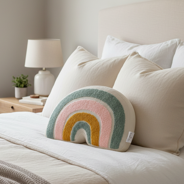 Pomme Cotton Knitted Soft Rainbow Cushion