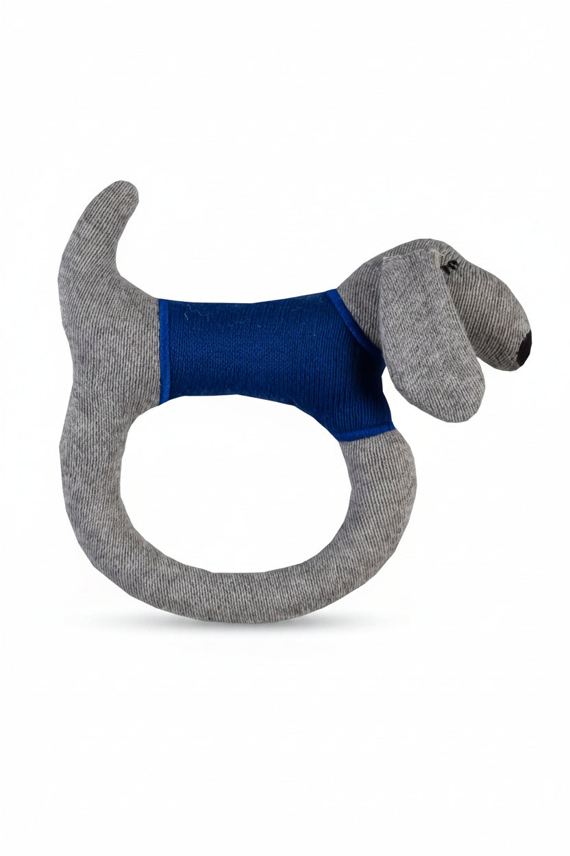Pomme Knitted Dog Rattle with Wooden Ring