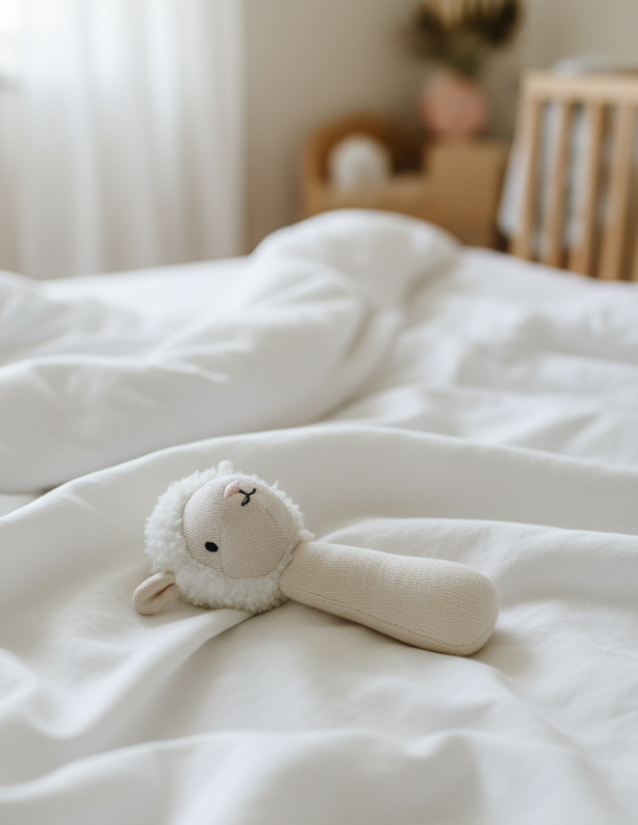 Pomme Snuggly Sheep Knitted Cotton Rattle