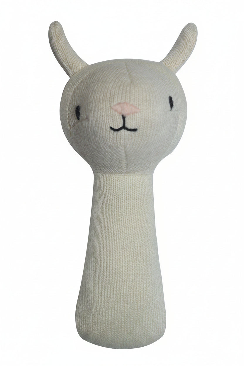 Pomme Smiley Sheep Knitted Cotton Rattle