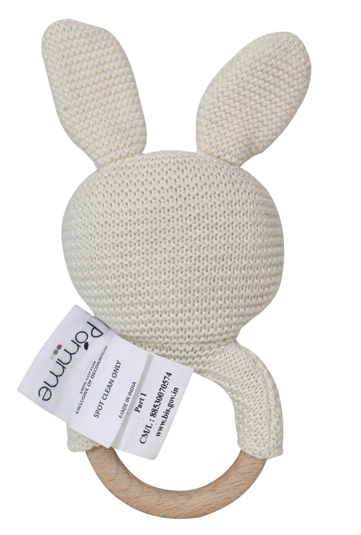Pomme Blushing Bunny Knitted Cotton Rattle & Teether