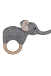 Knitted Rattle Elephant With Wooden Ring