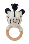Knitted Zebra rattle with Wooden Ring