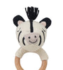 Knitted Zebra rattle with Wooden Ring