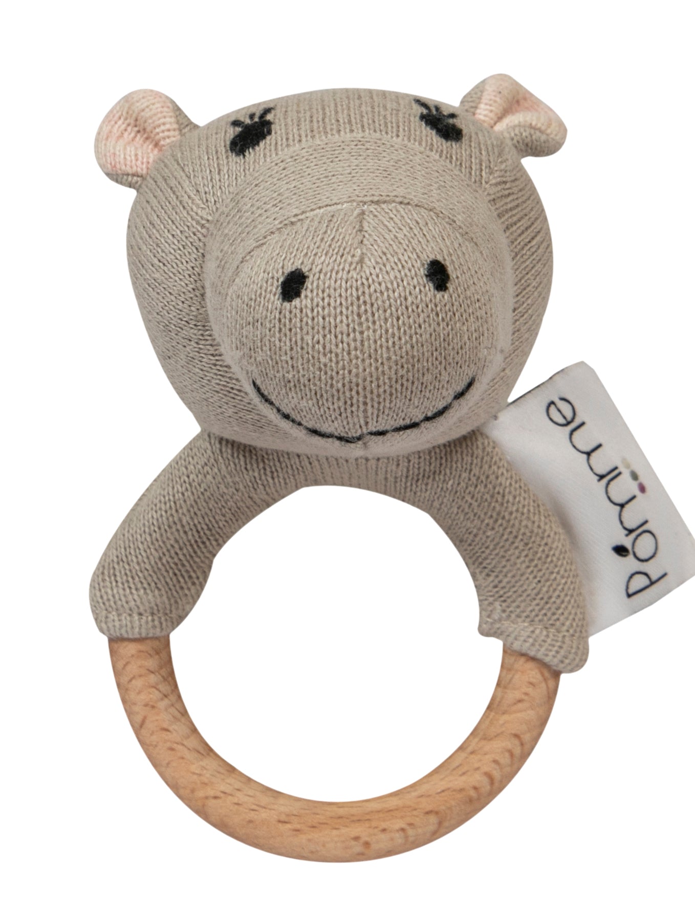 Knitted Soft Hippo Rattle/Teether