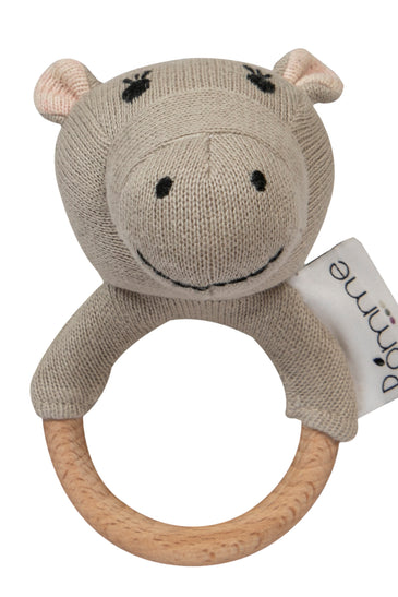 Knitted Soft Hippo Rattle/Teether