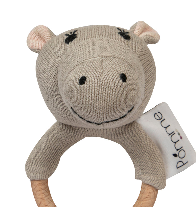 Knitted Soft Hippo Rattle/Teether