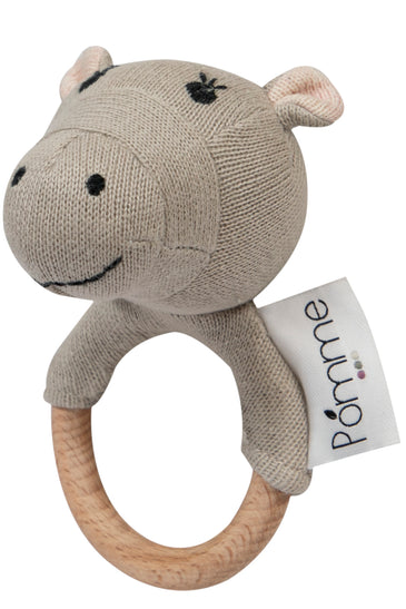 Knitted Soft Hippo Rattle/Teether