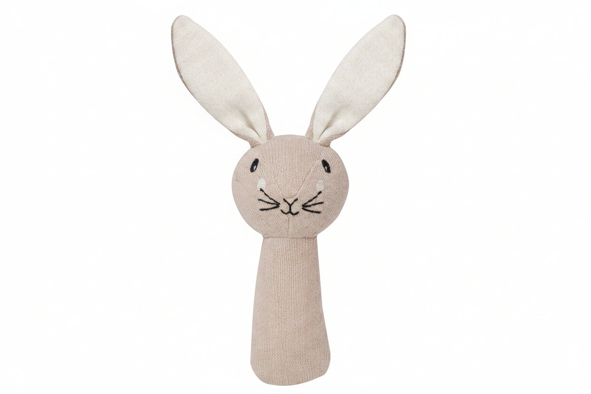 Pomme Shy Bunny Knitted Cotton Rattle