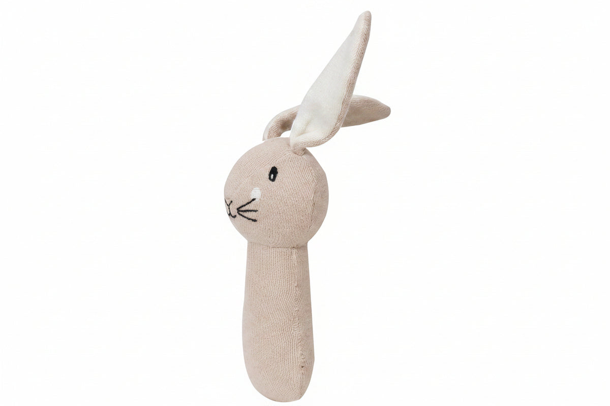 Pomme Shy Bunny Knitted Cotton Rattle