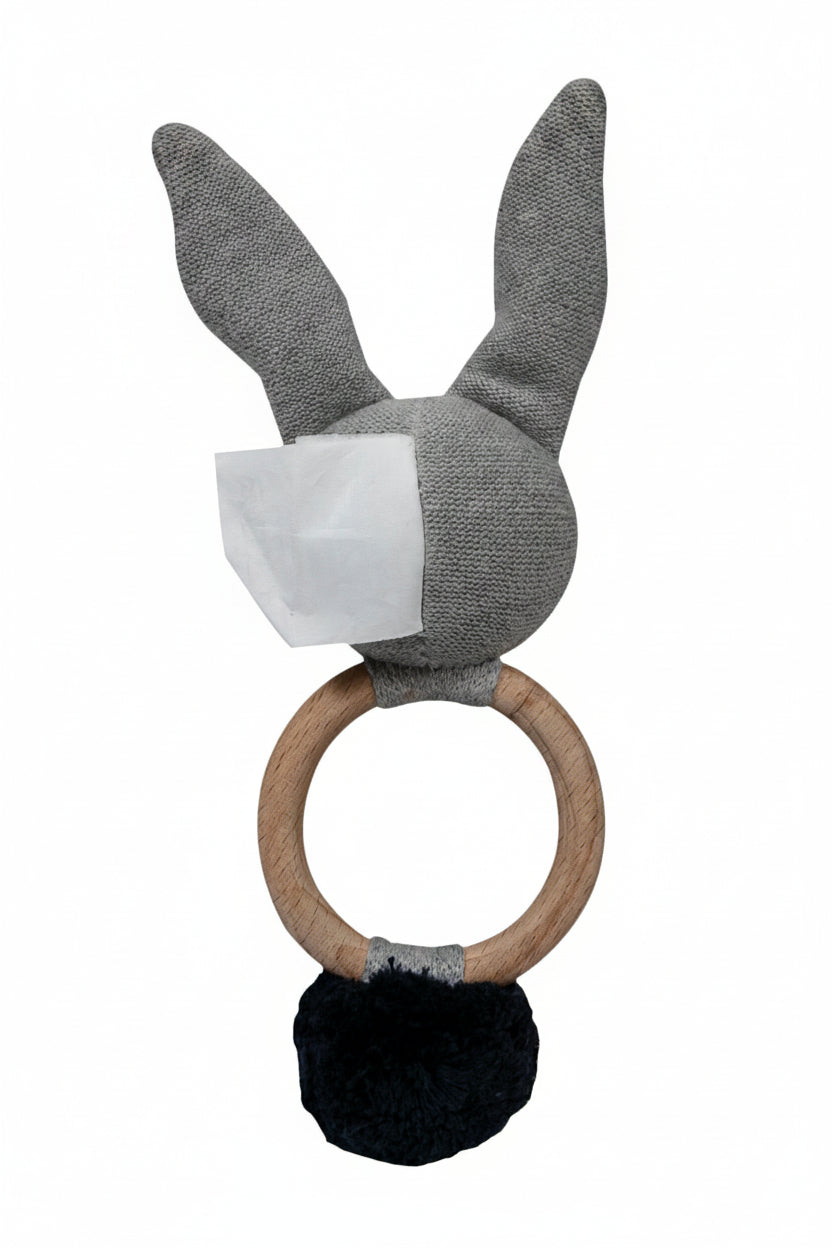 Pomme Playful Bunny Knitted Cotton Rattle & Teether