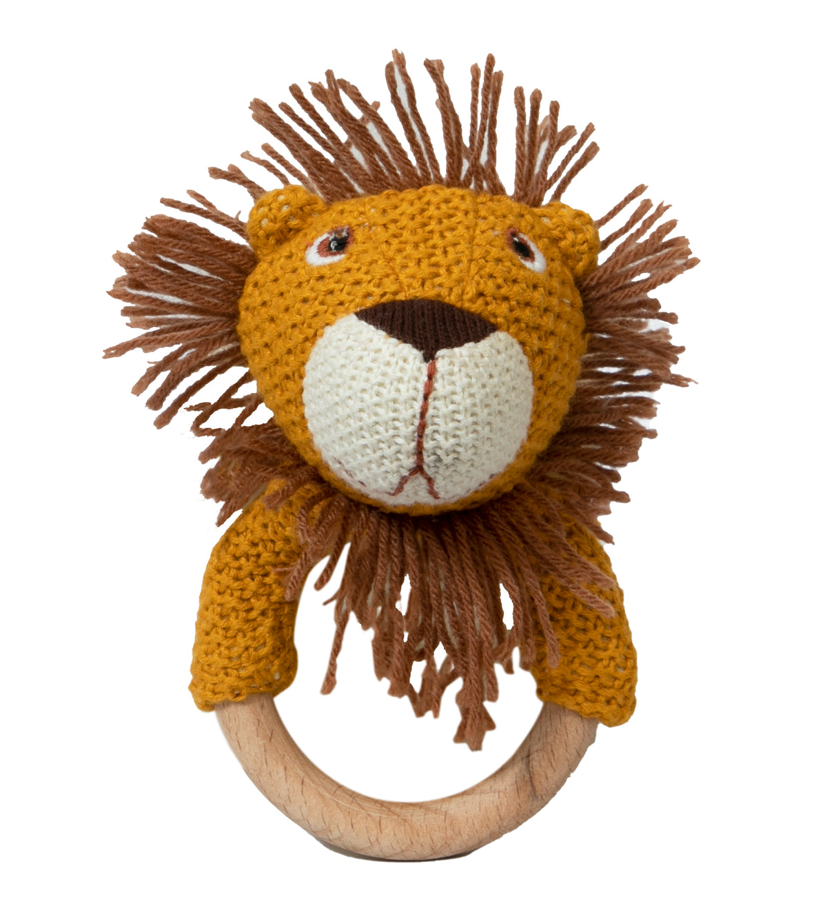 Pomme Playful Lion Knitted Cotton Rattle & Teether
