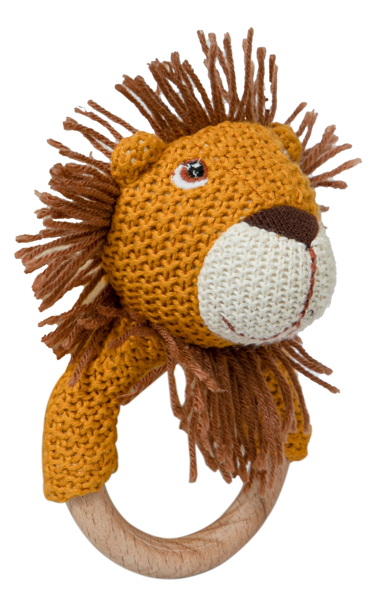 Pomme Playful Lion Knitted Cotton Rattle & Teether