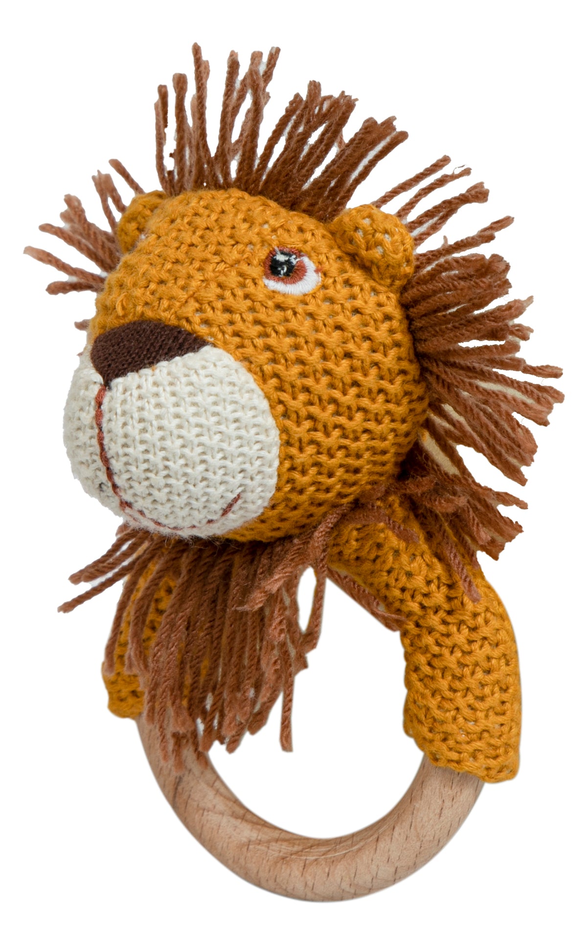 Pomme Playful Lion Knitted Cotton Rattle & Teether