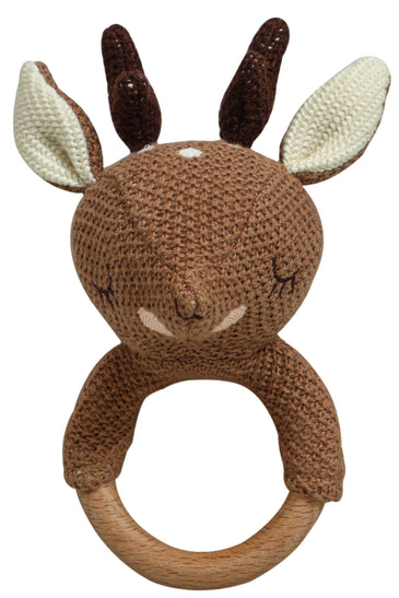 Knitted Soft Deer Rattle/Teether