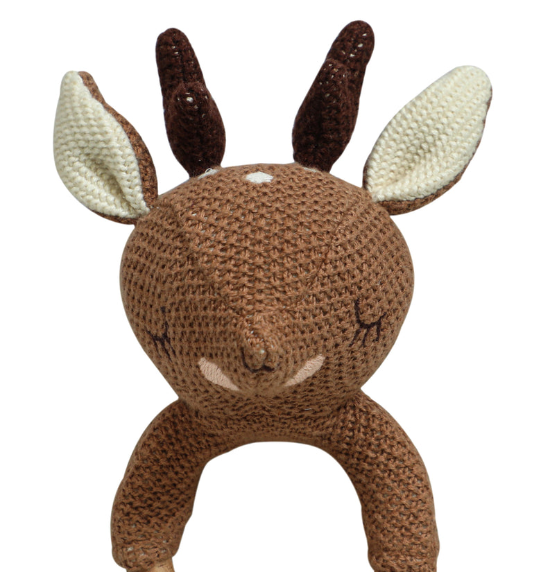 Knitted Soft Deer Rattle/Teether