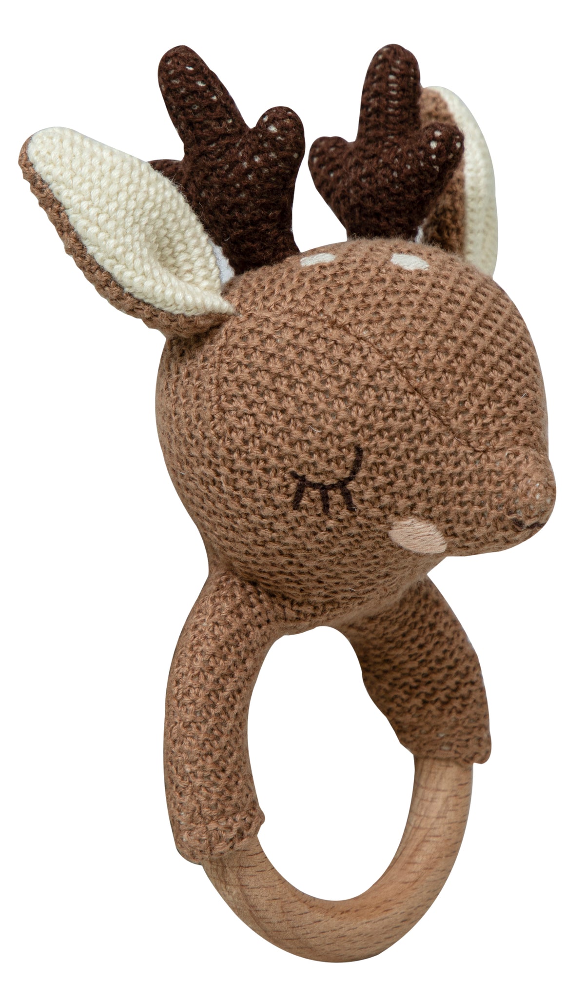 Pomme Tender Deer Knitted Cotton Rattle & Teether