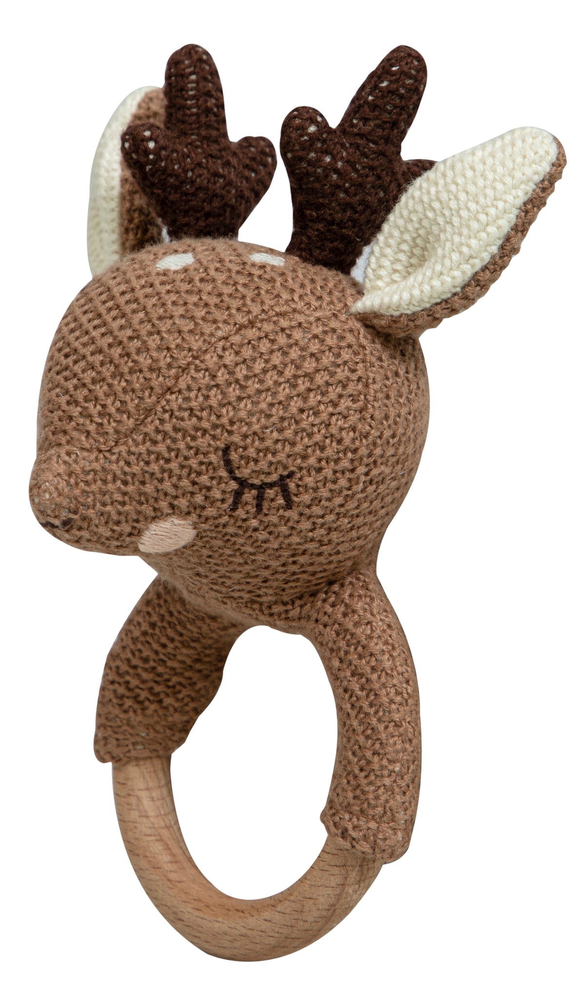 Pomme Tender Deer Knitted Cotton Rattle & Teether