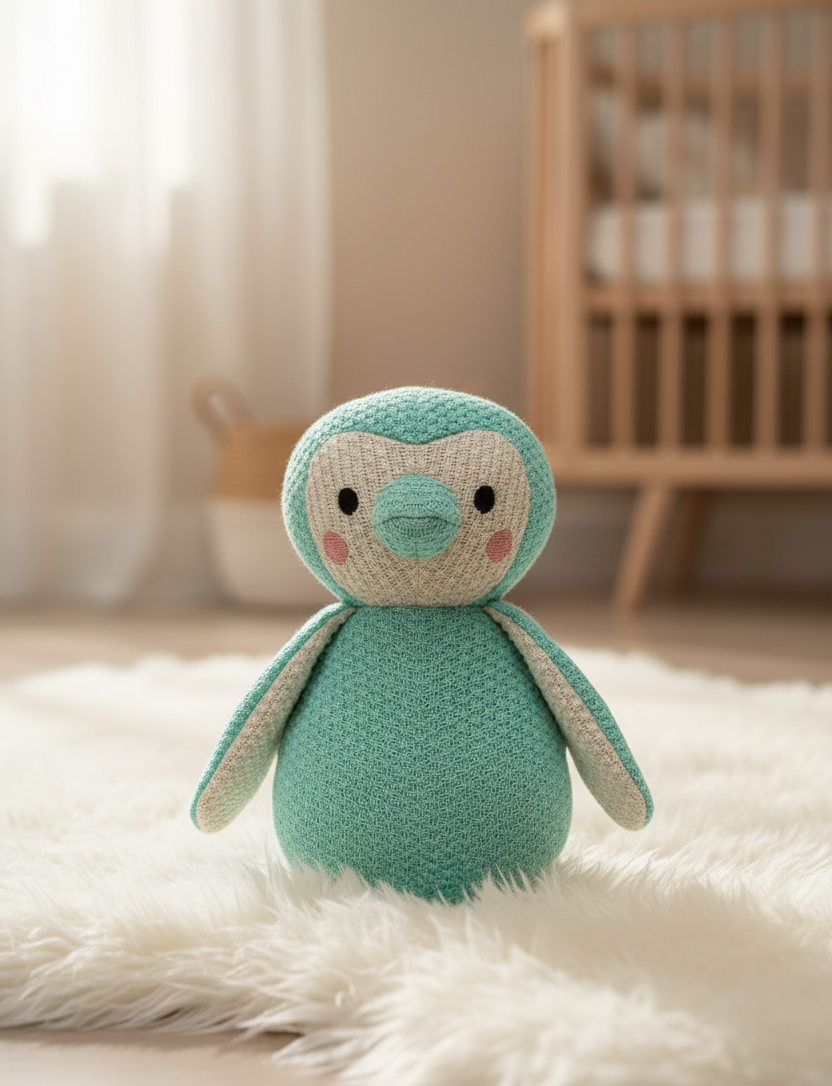 Pomme Cotton Knitted Sweet Penguin (Aqua Blue)