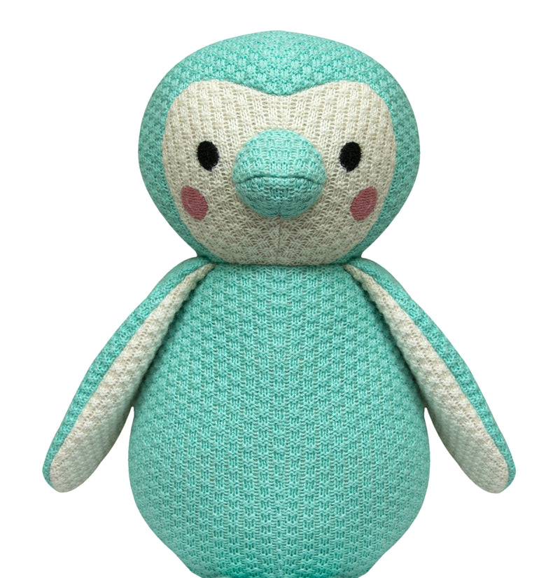 Knitted Penguin Soft Toy Shooting Blue
