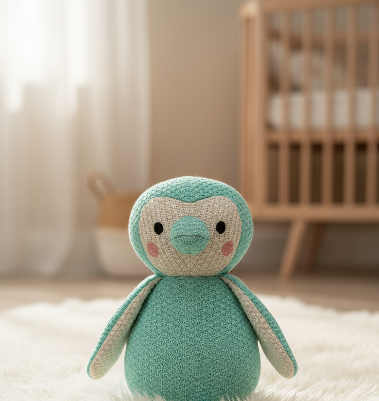 Pomme Cotton Knitted Sweet Penguin (Aqua Blue)