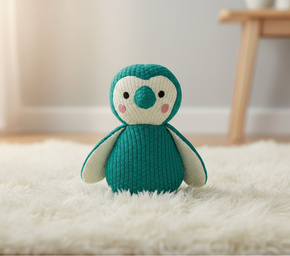 Pomme Cotton Knitted Sweet Penguin (Enamel Blue)