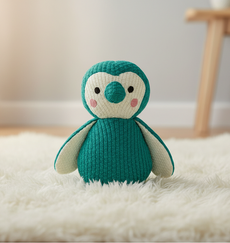 Pomme Cotton Knitted Sweet Penguin (Enamel Blue)