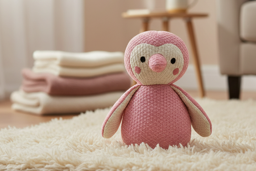 Pomme Cotton Knitted Sweet Penguin (Pink)