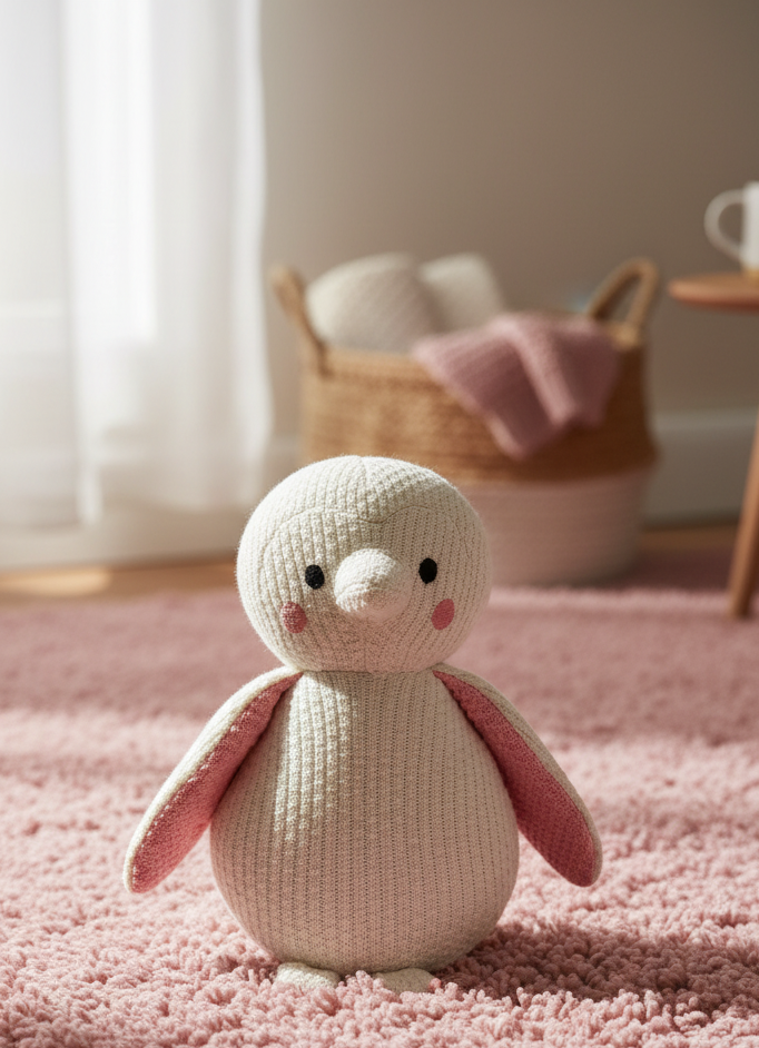 Pomme Cotton Knitted Penguin (Ivory)