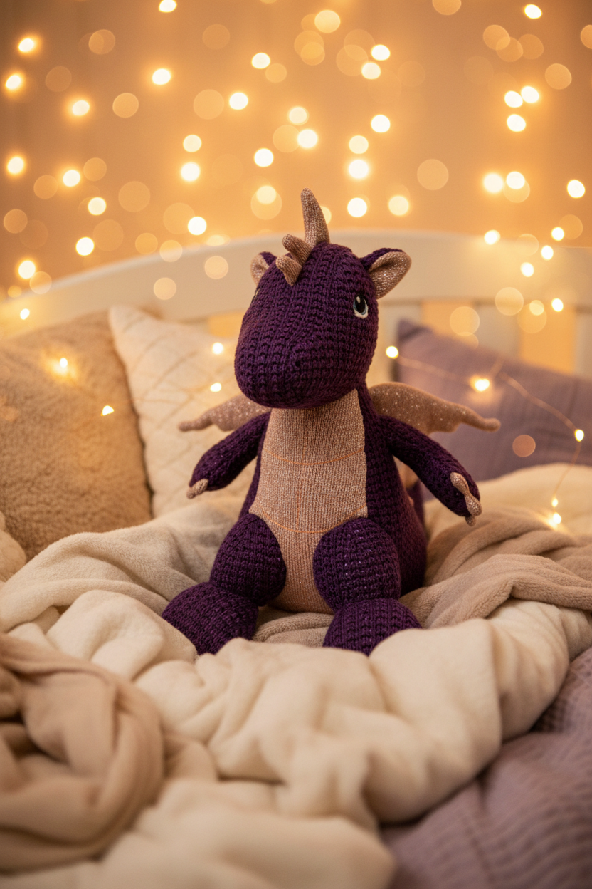 Pomme Cotton Knitted Dragon with Wings (Purple)