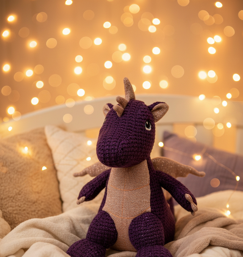 Pomme Cotton Knitted Dragon with Wings (Purple)