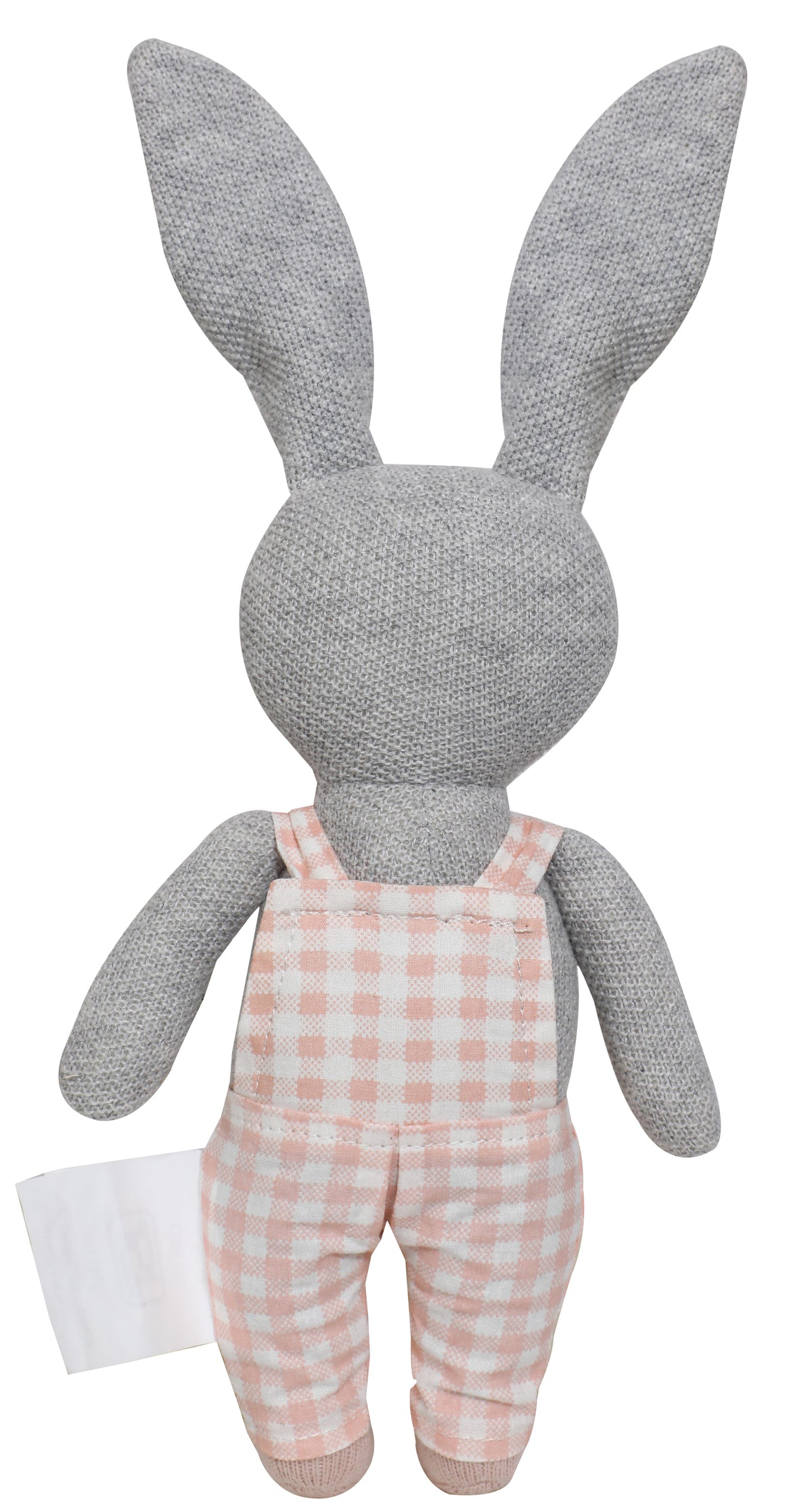 Knitted Rabbit in Plaid Dungaree