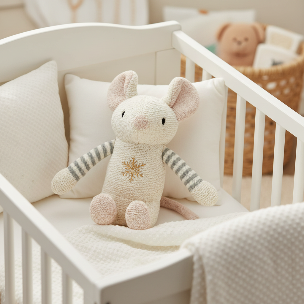 Pomme Cotton Knitted Winter Mouse Soft Toy