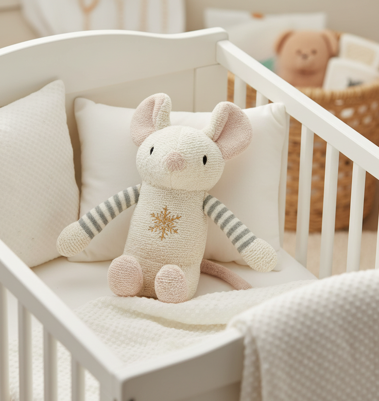 Pomme Cotton Knitted Winter Mouse Soft Toy