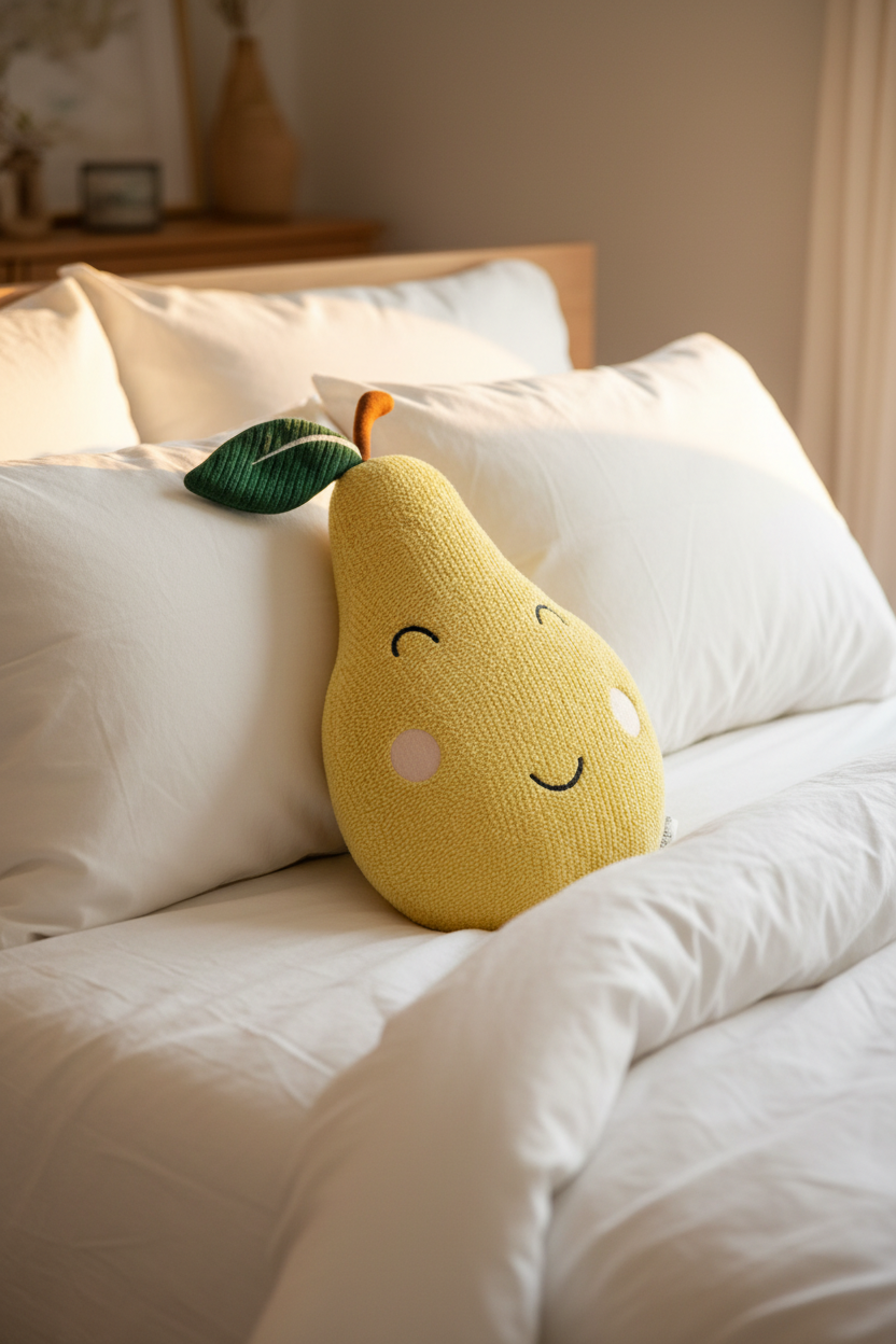 Pomme Cotton Knitted Cheerful Pear Cushion (Aurora)