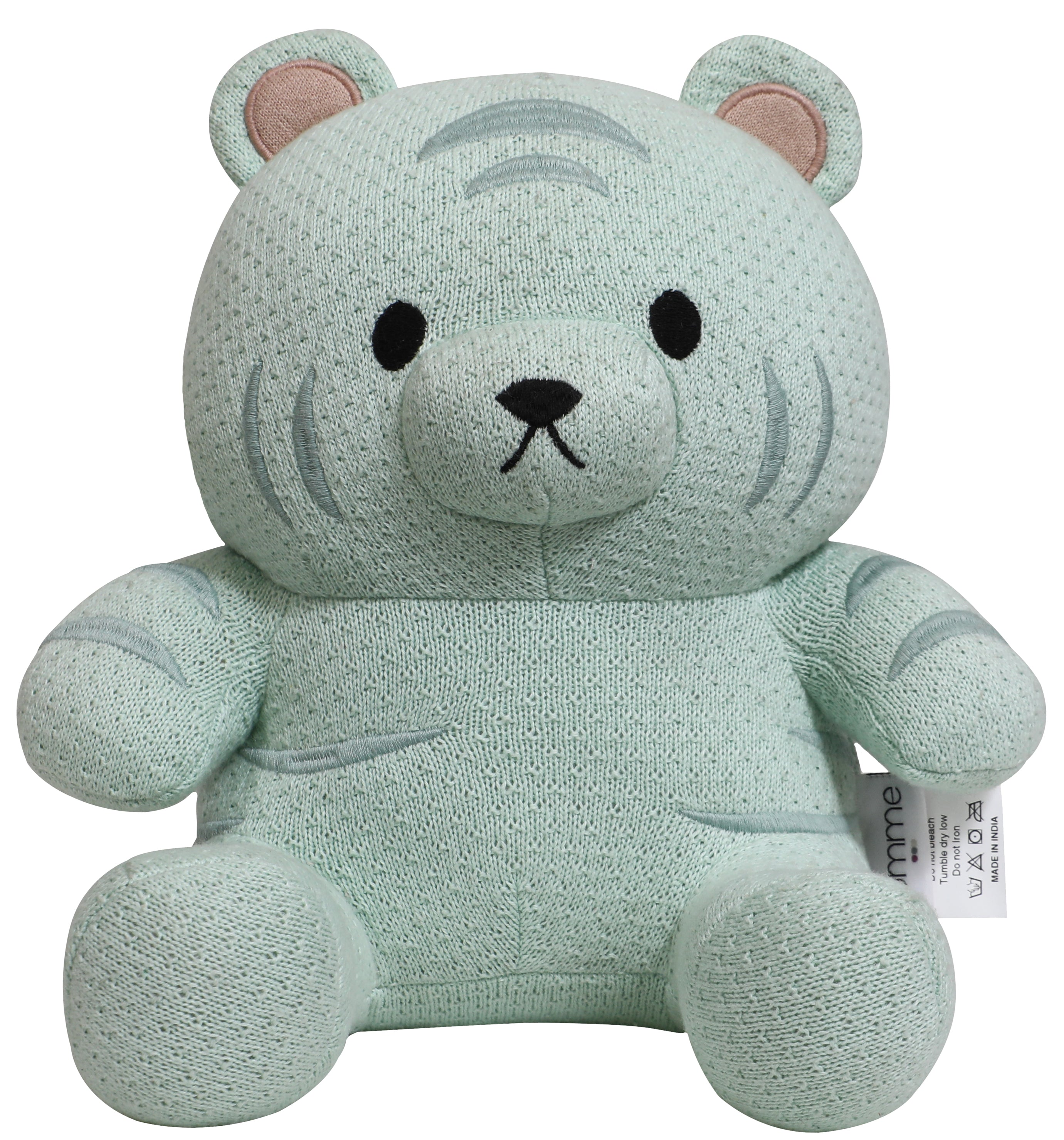 Knitted Tiger Soft Toy Shooting Blue