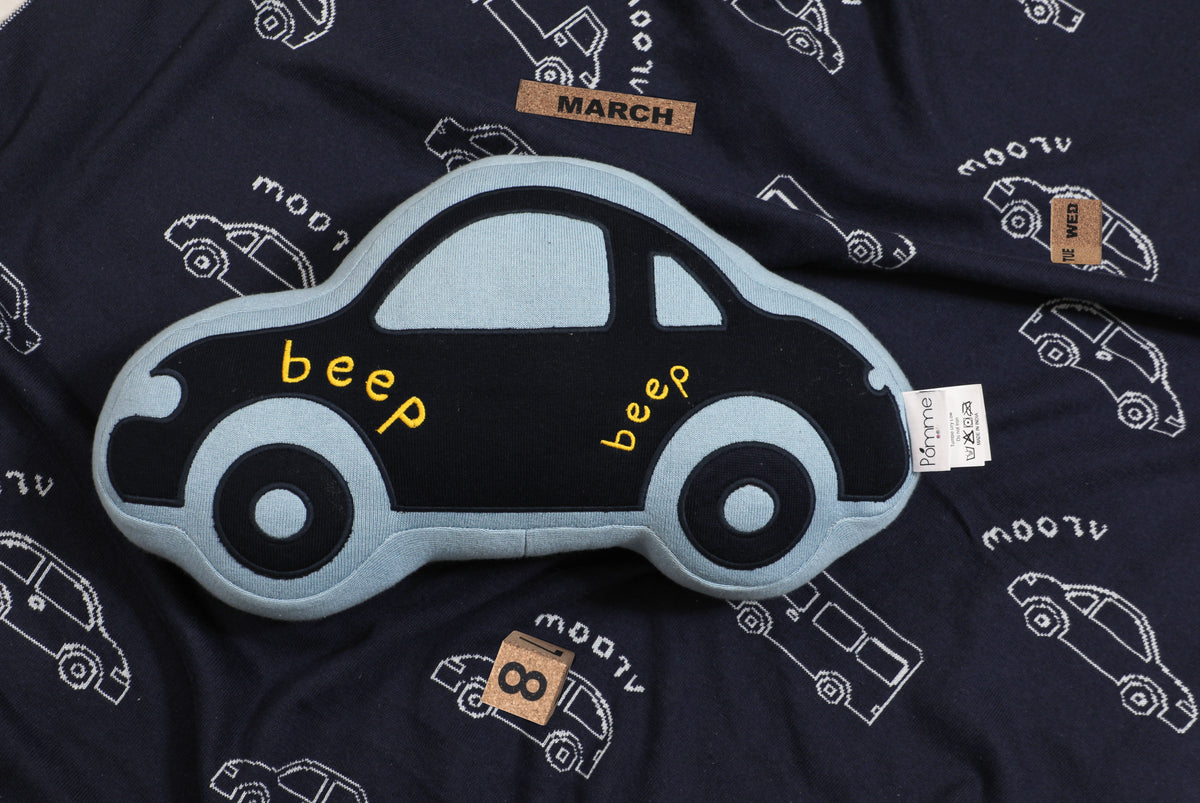 Pomme Cotton Knitted Blue Car