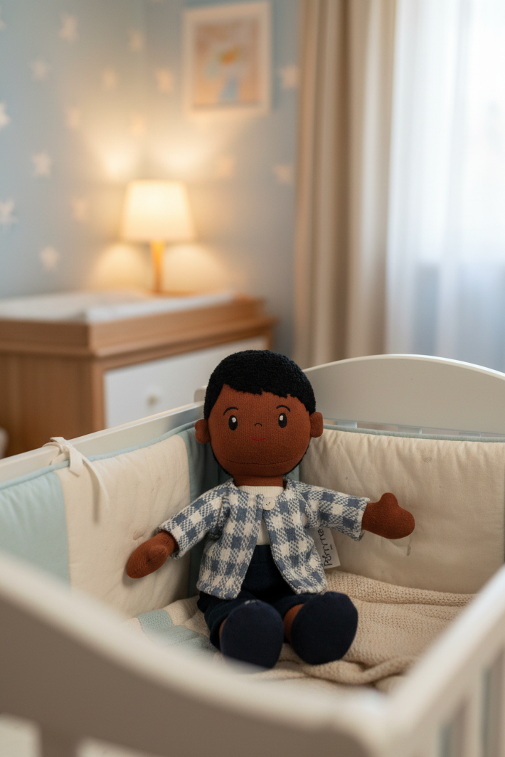 Pomme Cotton Knitted Playful Doll in Checkered Shirt