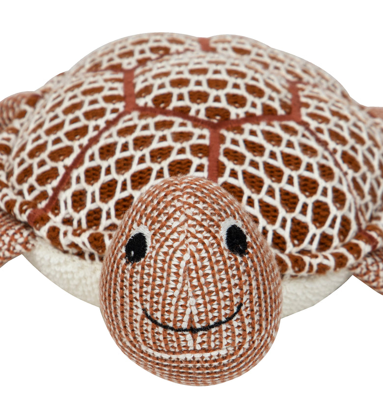 Knitted Tortoise Soft Toy Amber Brown