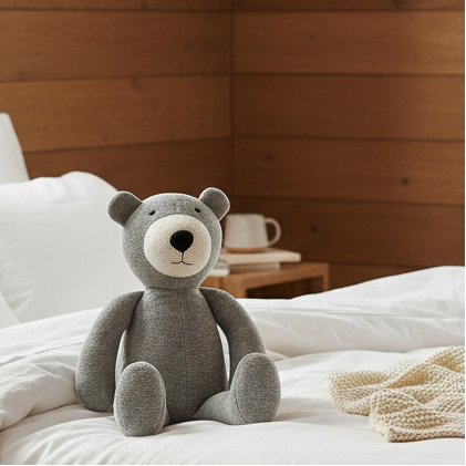 Pomme Cotton Knitted Soft Teddy Bear (Grey)