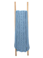Load image into Gallery viewer, Knitted blue cable texture throw